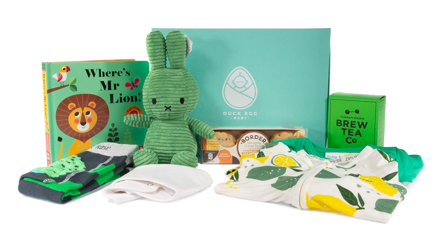 Duck Egg Baby Rainforest Green Baby Gift Box Contents