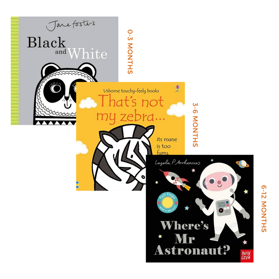 Black and White, That's Not My Zebra and Where's Mr Astronaut - Books For Duck Egg Baby Sunset Baby Gift Box