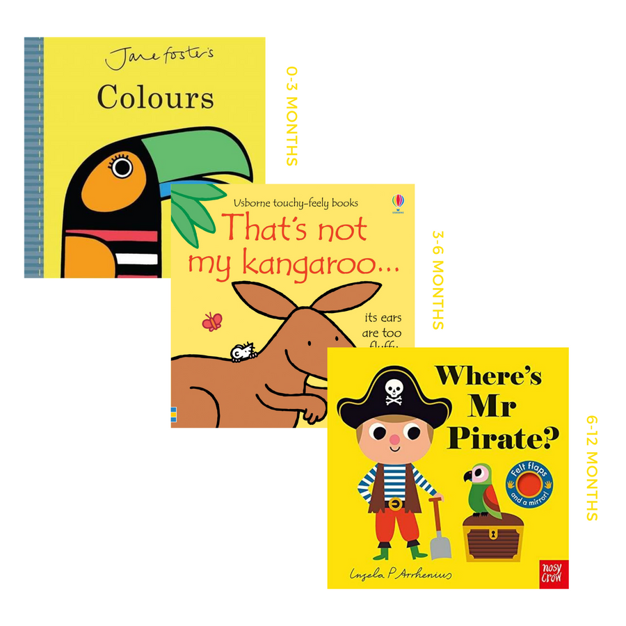 Colours, That's Not My Kangaroo and Where's Mr Pirate - Books For Duck Egg Baby Sunshine Baby Gift Box